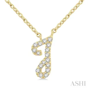 1/20 Ctw Initial 'J' Round cut Diamond Pendant With Chain in 14K Yellow Gold