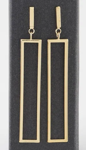 14k gold Dipped rectangle dangle earring