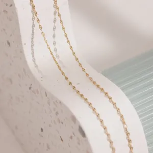 14k Solid Gold Sequin Chain Necklace