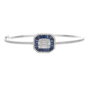 14k White Gold Diamond & Sapphire Bangle