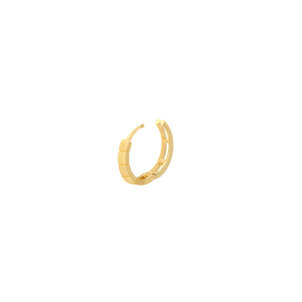 14K Yellow Gold Square Design Huggie Hoop Earrings