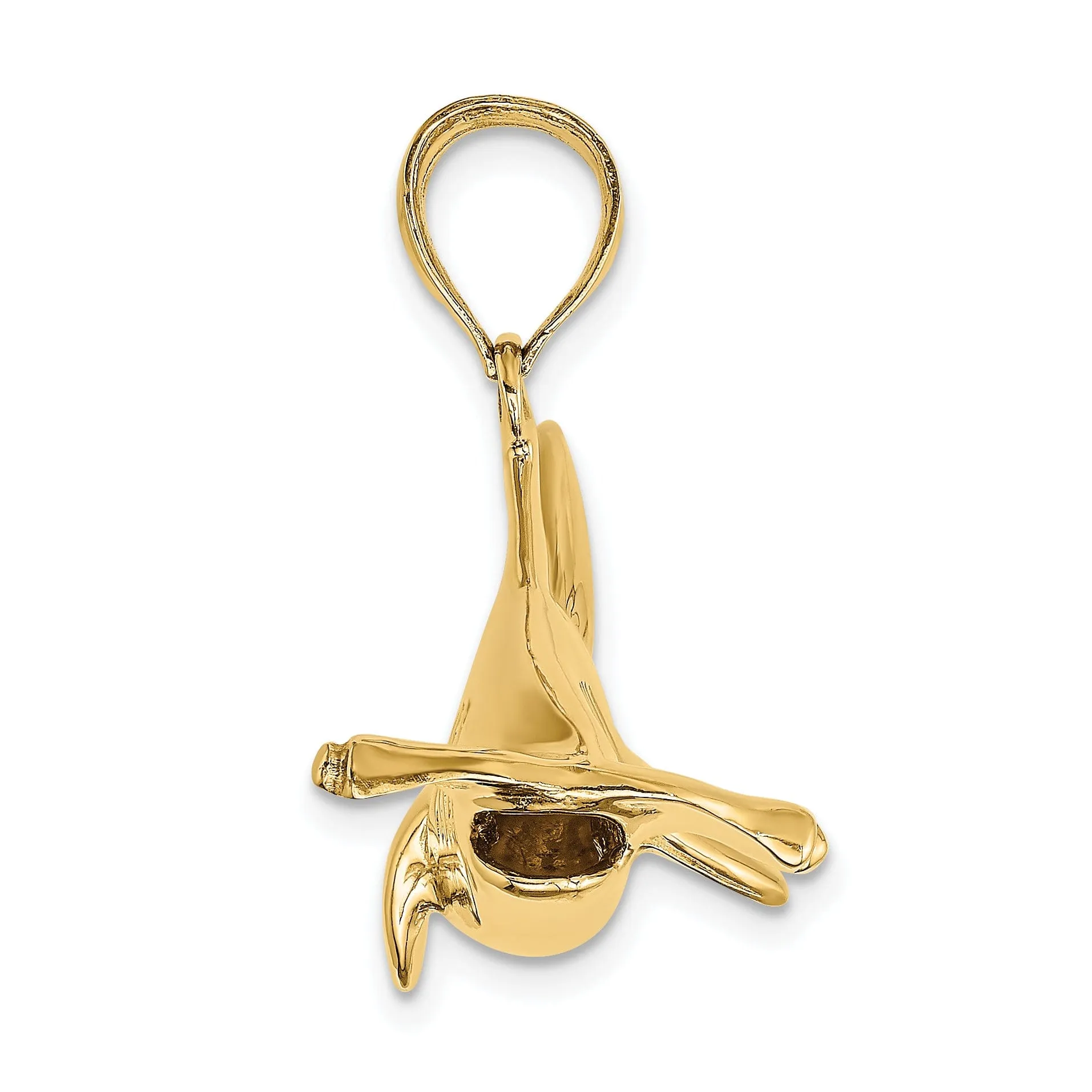 14K Yellow Gold Textured Polished Finish 3-Dimensional Hammerhead Shark Charm Pendant