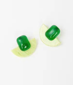 1960s Green Geometric Earrings