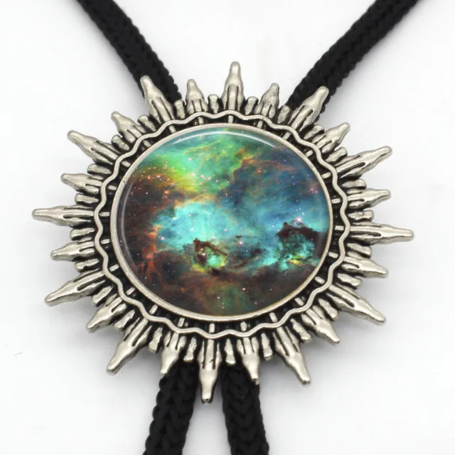 2017 New Arrived Rainbow Colourful Nebula Western Bolo Tie Cowboy Shirt Accessory Galaxy Nebula Glitter Photo Bolo Ties Necklace