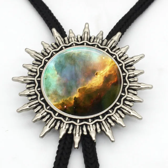 2017 New Arrived Rainbow Colourful Nebula Western Bolo Tie Cowboy Shirt Accessory Galaxy Nebula Glitter Photo Bolo Ties Necklace