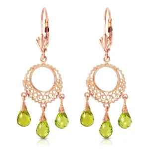 3.75 Carat 14K Solid Rose Gold Filigree Chandelier Earrings Peridot