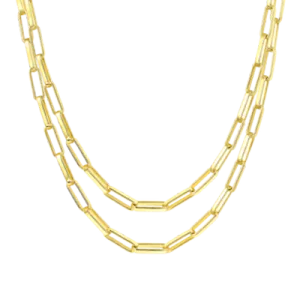 4mm Yellow Gold Paper Clip Chain Gift Set