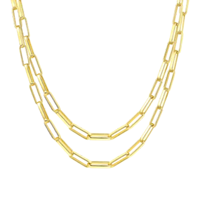 4mm Yellow Gold Paper Clip Chain Gift Set