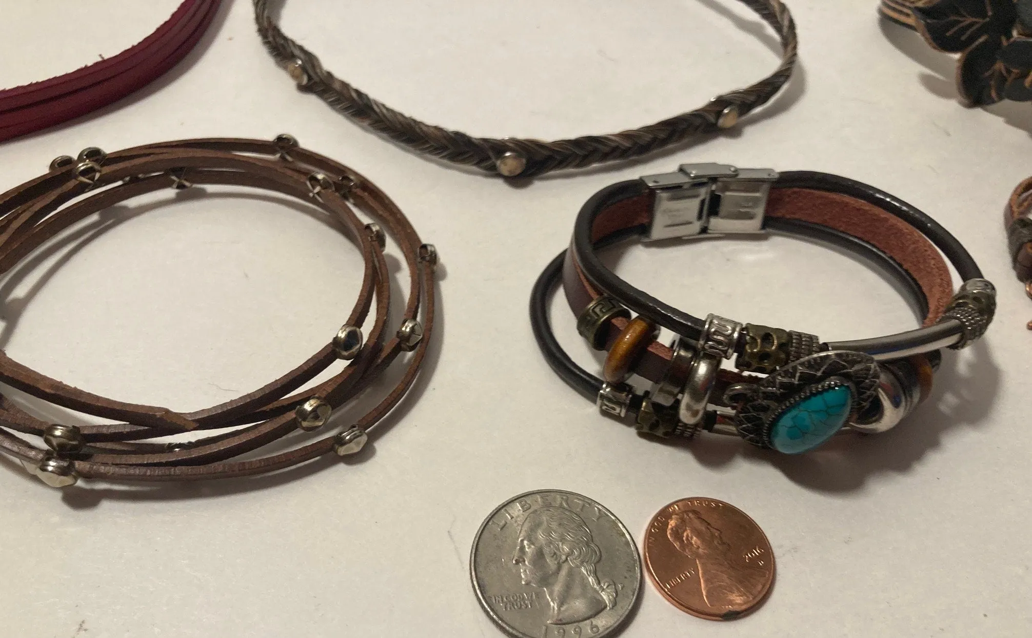 6 Vintage Leather Chokers, Bracelets, Really Nice Designs, Very Nice, Dress, Attire, Fashion, Necklace, Clothing, Quality