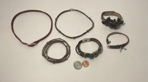 6 Vintage Leather Chokers, Bracelets, Really Nice Designs, Very Nice, Dress, Attire, Fashion, Necklace, Clothing, Quality