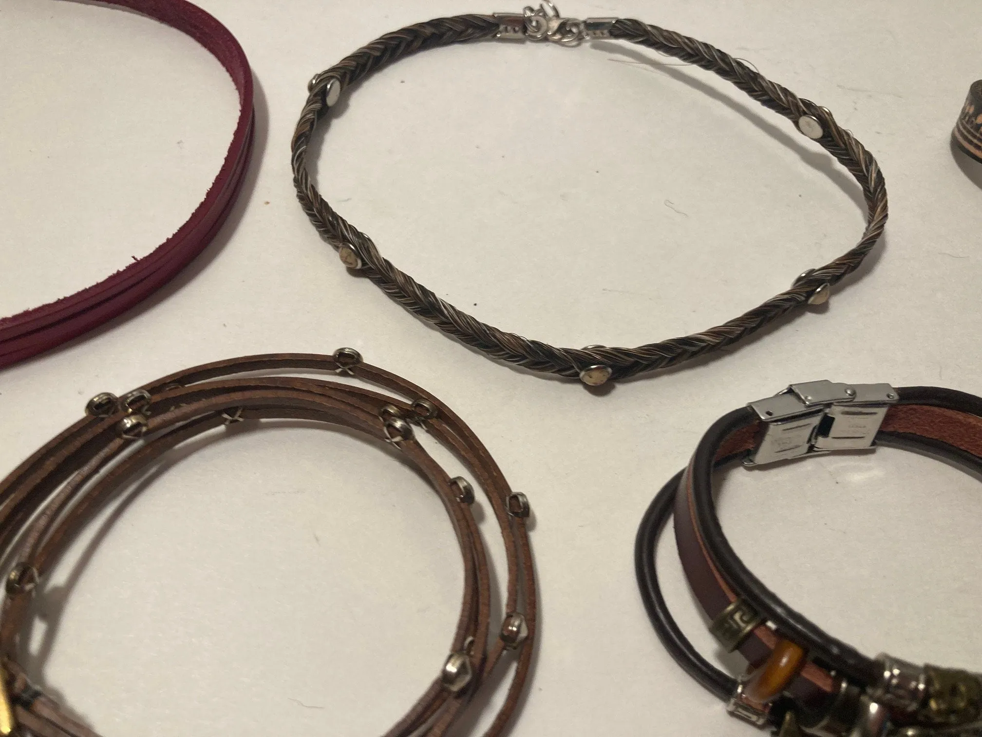 6 Vintage Leather Chokers, Bracelets, Really Nice Designs, Very Nice, Dress, Attire, Fashion, Necklace, Clothing, Quality