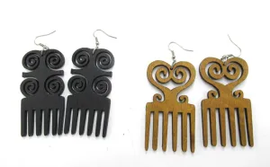 Adinkra Pick Wooden  Earrings