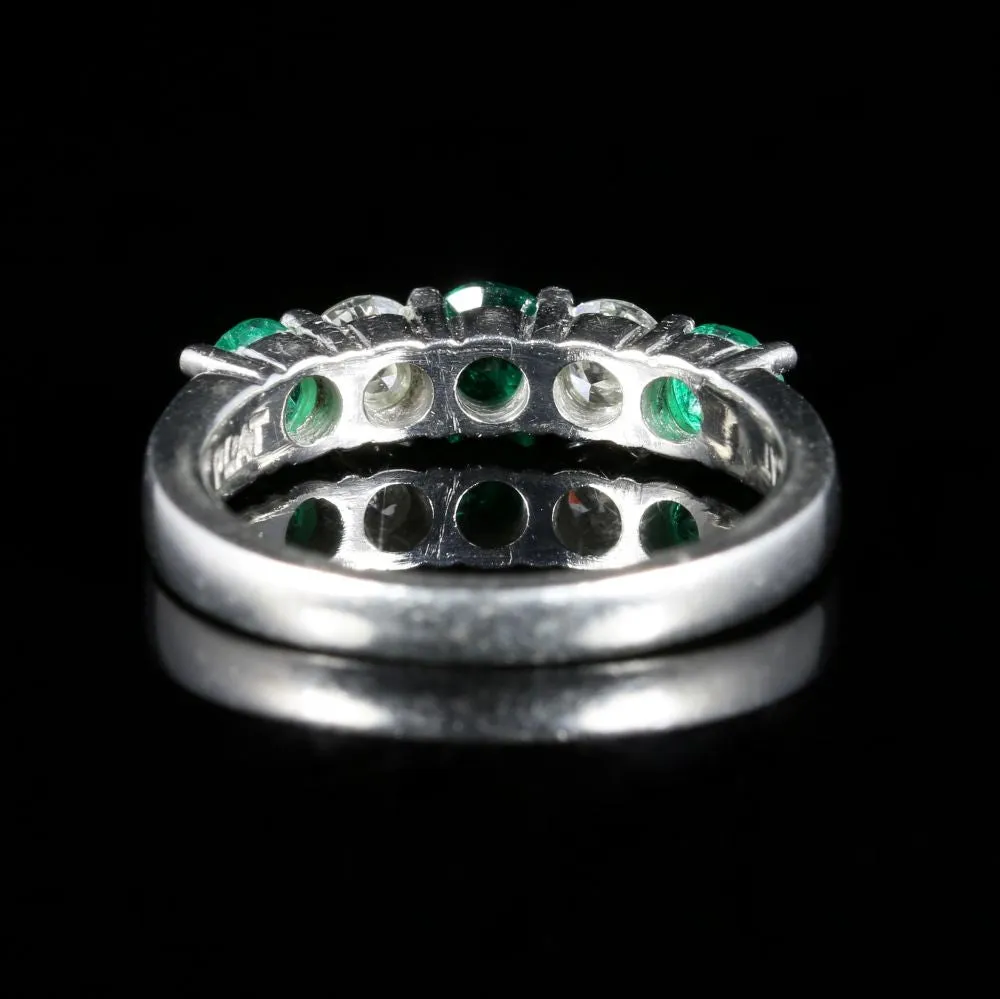 Antique Edwardian Emerald Diamond Ring 18Ct Plat Twist Ring Circa 1915