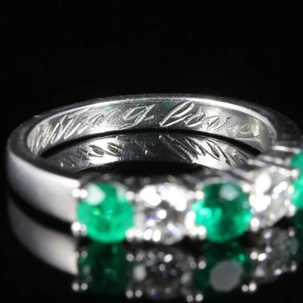 Antique Edwardian Emerald Diamond Ring 18Ct Plat Twist Ring Circa 1915