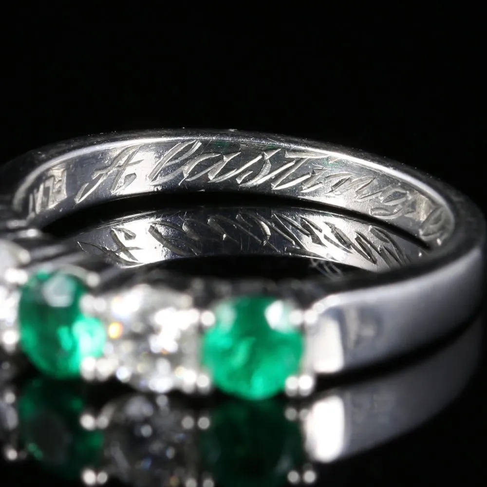 Antique Edwardian Emerald Diamond Ring 18Ct Plat Twist Ring Circa 1915