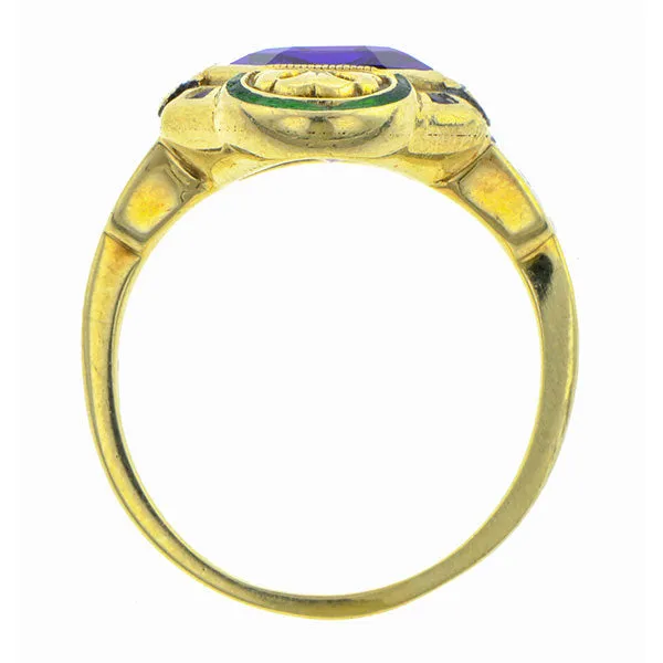 Art Deco Amethyst Enamel Ring