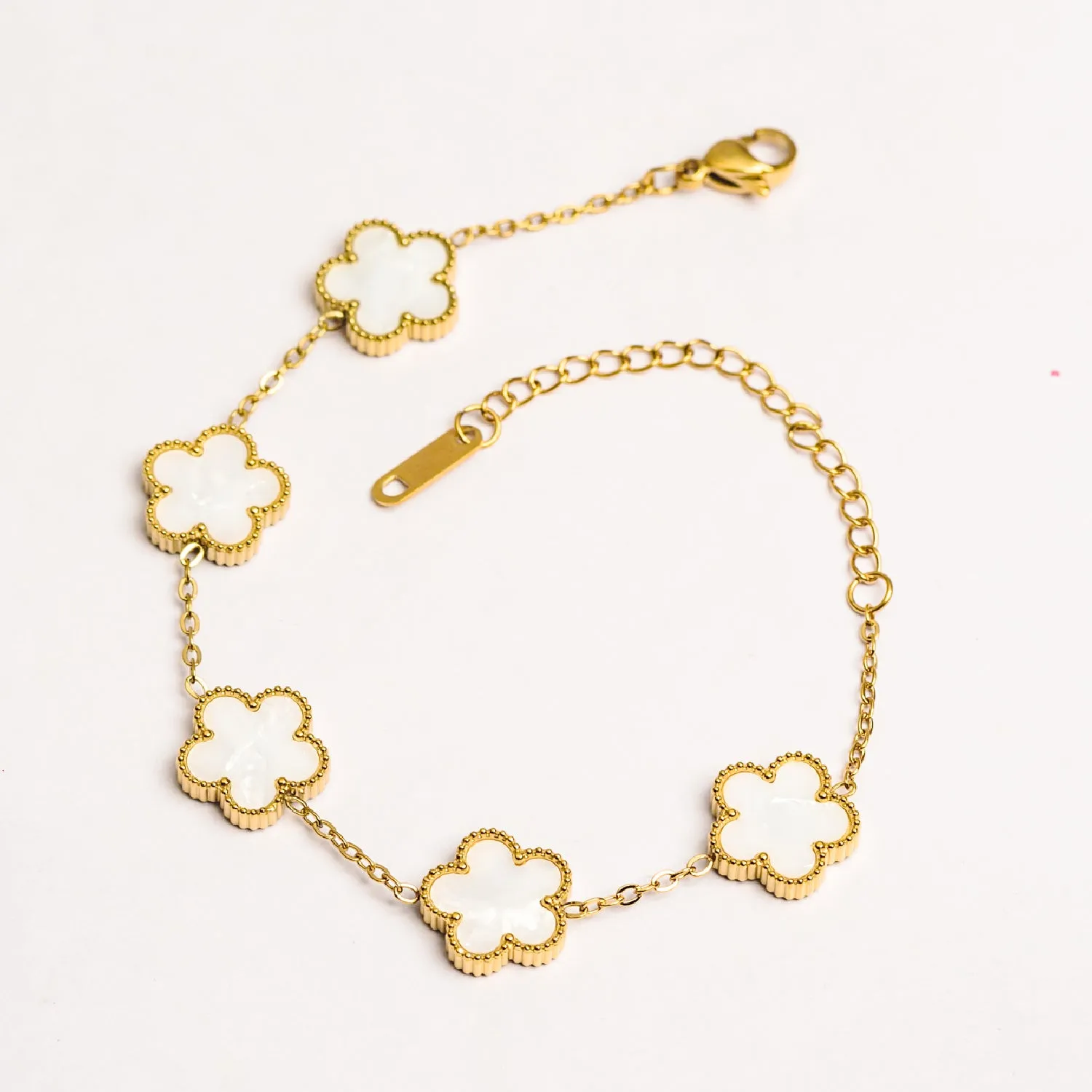 Artklim Gold Plated Clover Charms Bracelet