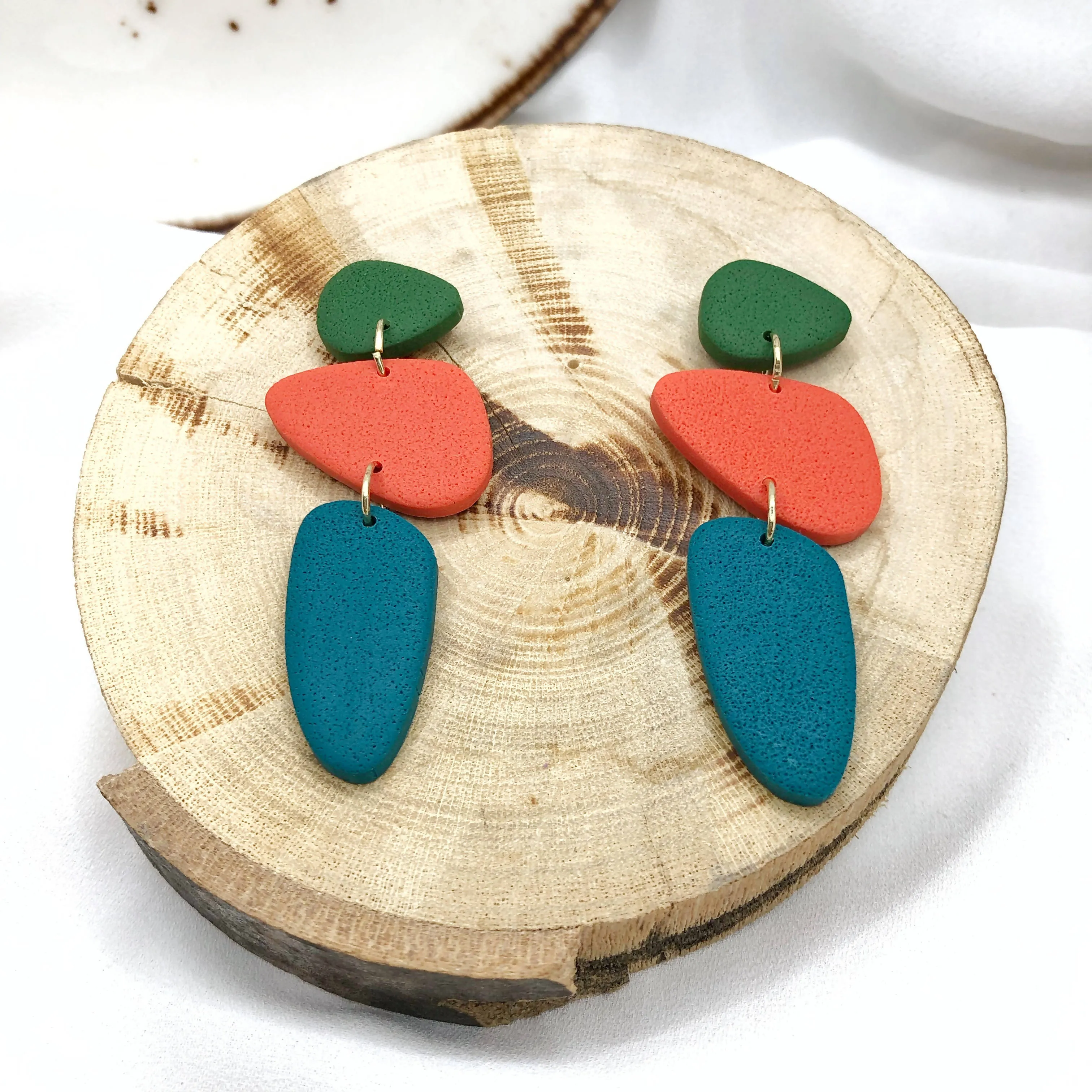 Autumn Trio Handmade Polymer Clay Earrings - Stylish Anti Allergic Earbacks