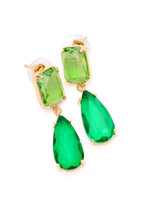 AVE SHOPS- Sparkly Spirit Drop Crystal Earrings in Green