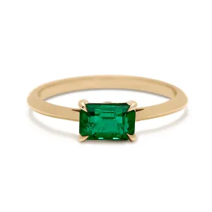 Bea East/West Solitaire Ring - 14k Gold & Emerald (7x5mm)