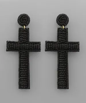 Beaded Cross Earrings