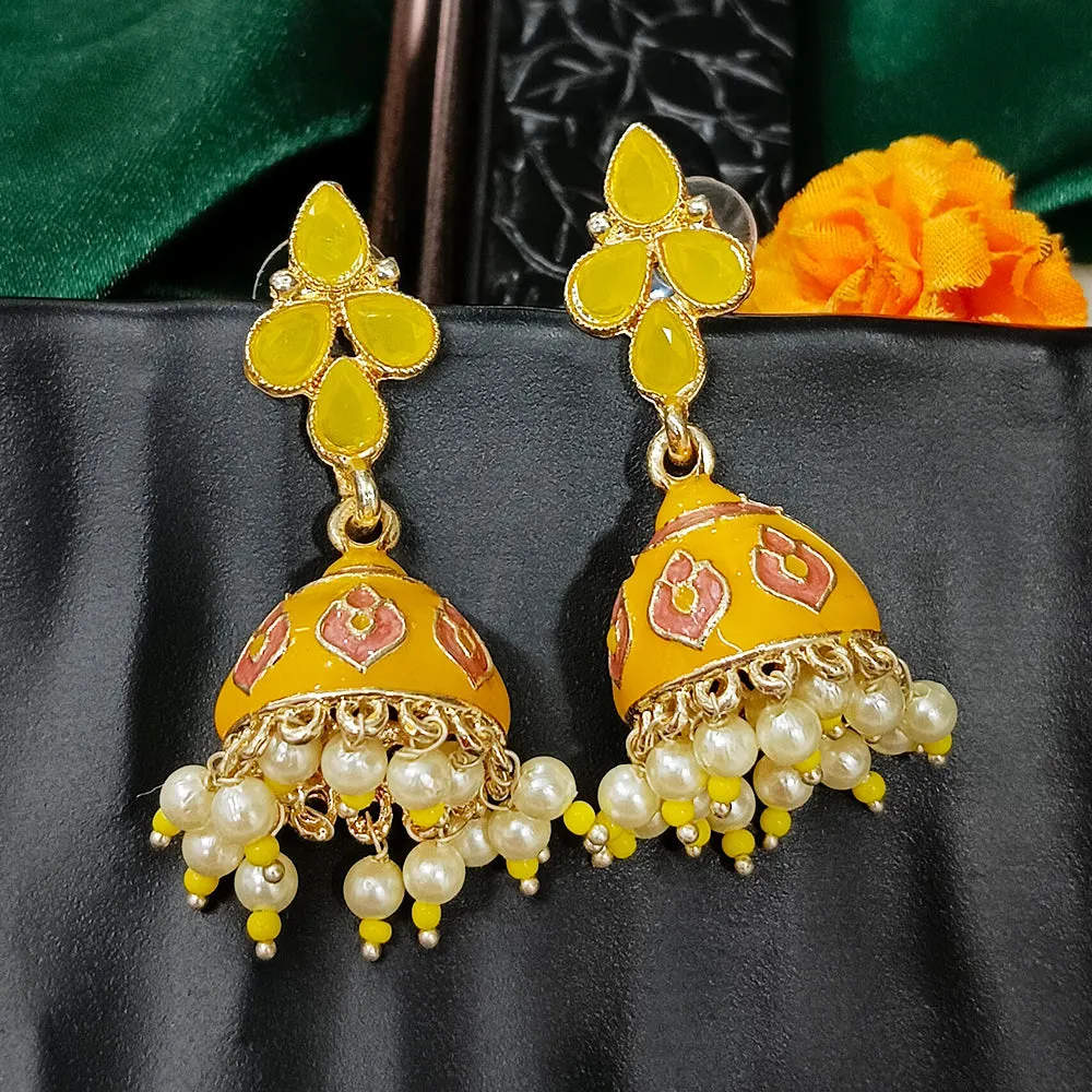 Bhavi Jewels Gold Plated Mennakari Jhumki Earrings