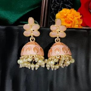 Bhavi Jewels Gold Plated Mennakari Jhumki Earrings