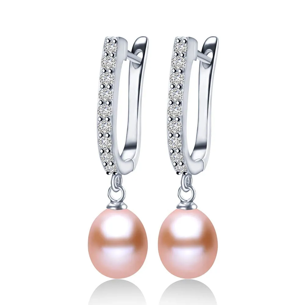 Big size 925 sterling silver dangle earrings,high quality natural pearl drop earrings for women,genuine pearl jewelry