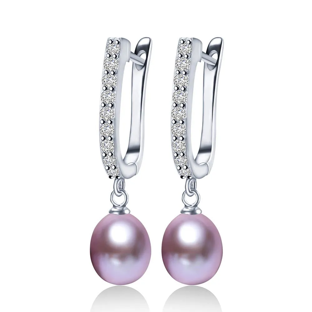 Big size 925 sterling silver dangle earrings,high quality natural pearl drop earrings for women,genuine pearl jewelry