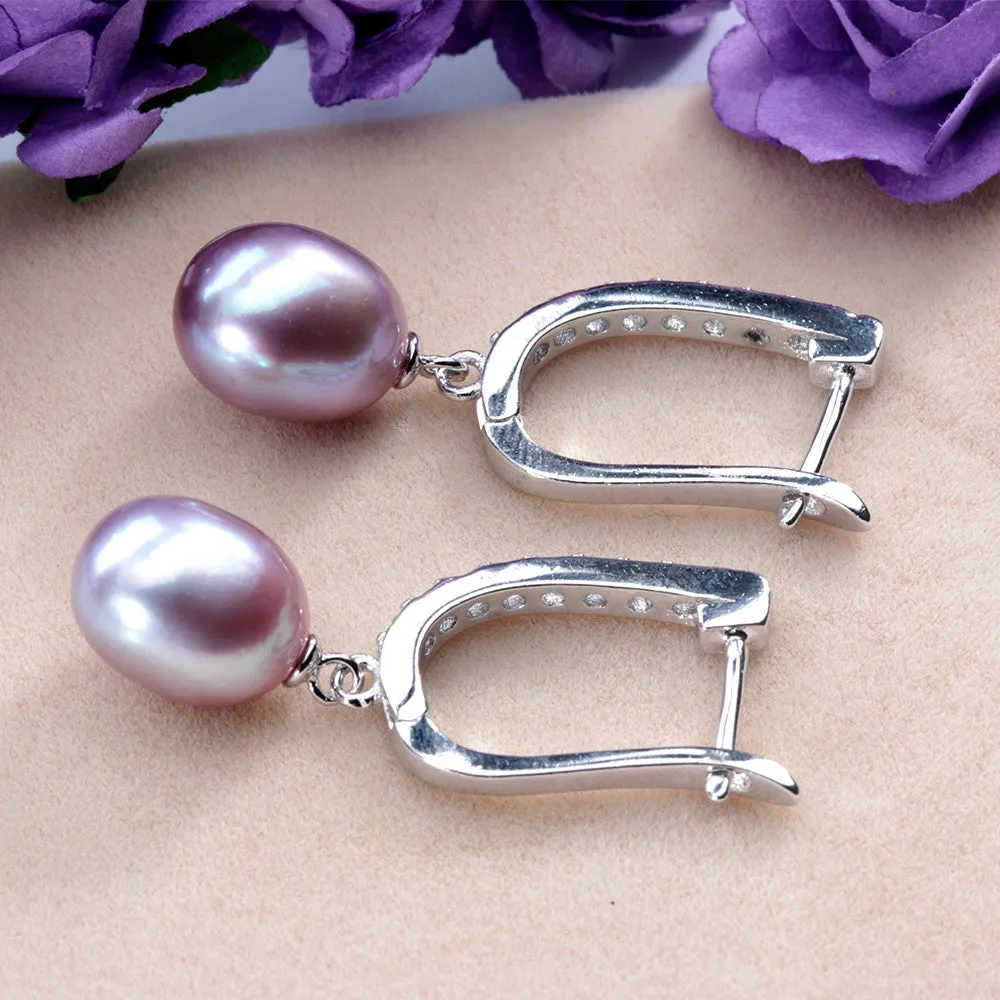 Big size 925 sterling silver dangle earrings,high quality natural pearl drop earrings for women,genuine pearl jewelry