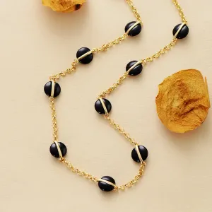 Black Onyx Choker Gold Plated Necklace