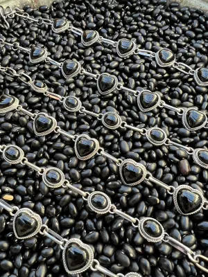 Black Onyx Choker with dot dash chain