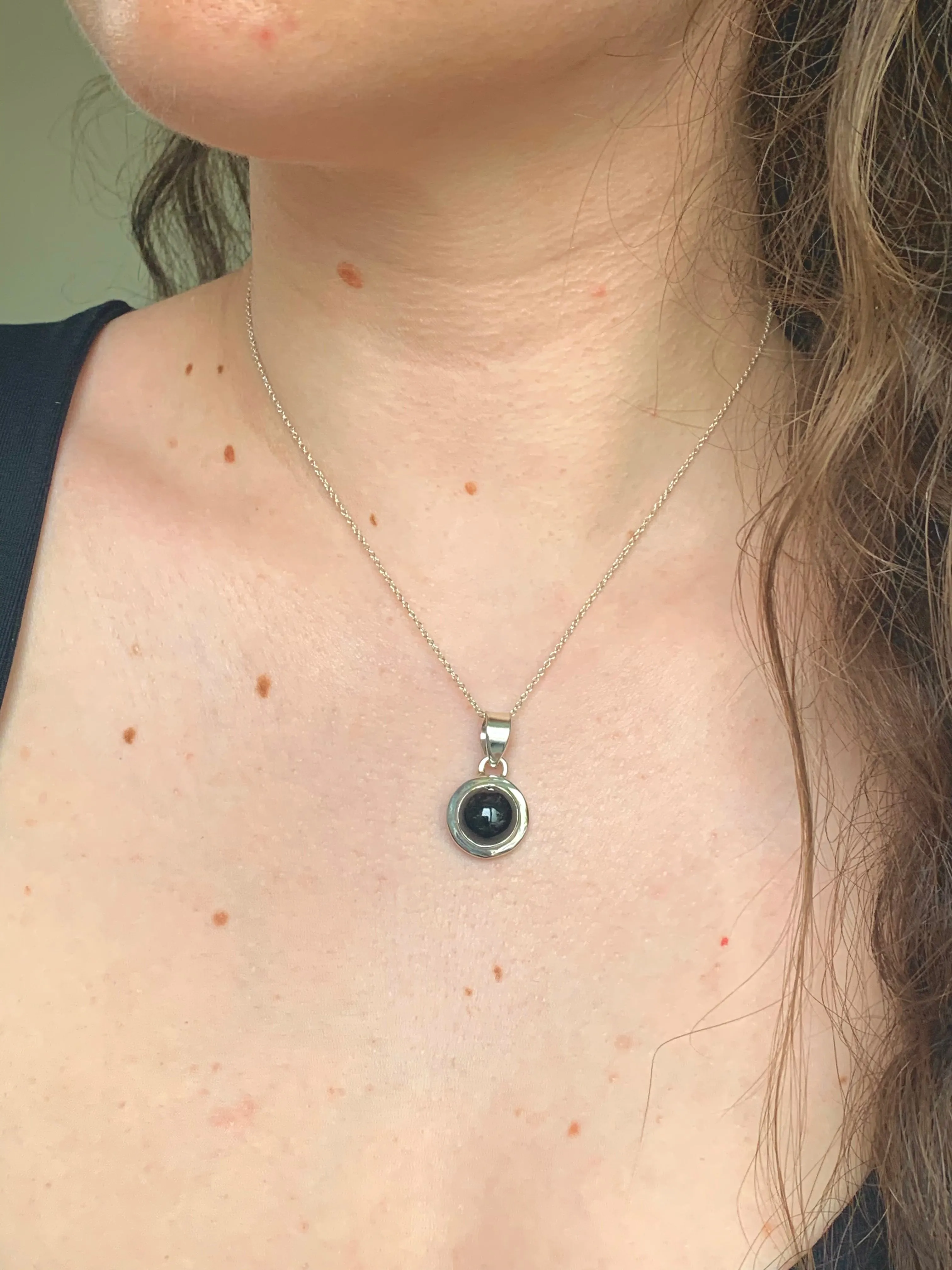 Black Tourmaline Ansley Pendant - Round