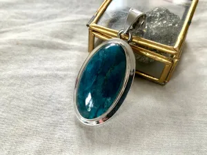 Blue Apatite Ansley Pendant - Long Oval