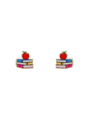 Book Stack Wooden Stud Earrings