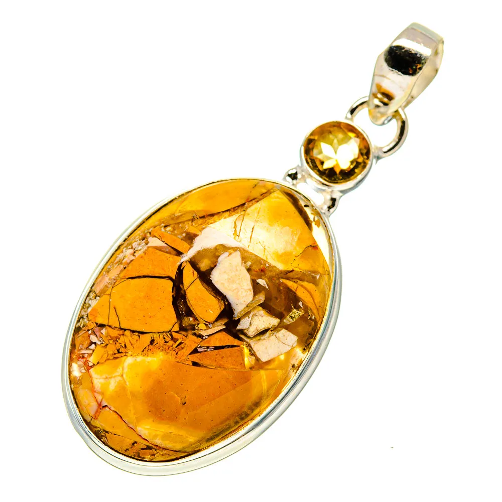 Brecciated Mookaite, Citrine Pendants 2" (925 Sterling Silver) PD745535