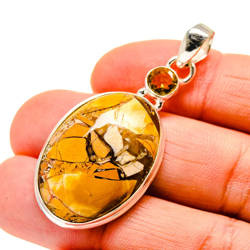 Brecciated Mookaite, Citrine Pendants 2" (925 Sterling Silver) PD745535