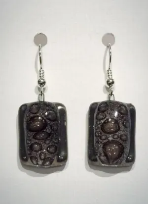 Bubble Rectangle Earrings 1 (Brown)