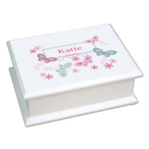 Butterfly Jewelry Box - Aqua Pink Liift Top Butterfly Jewelry Box