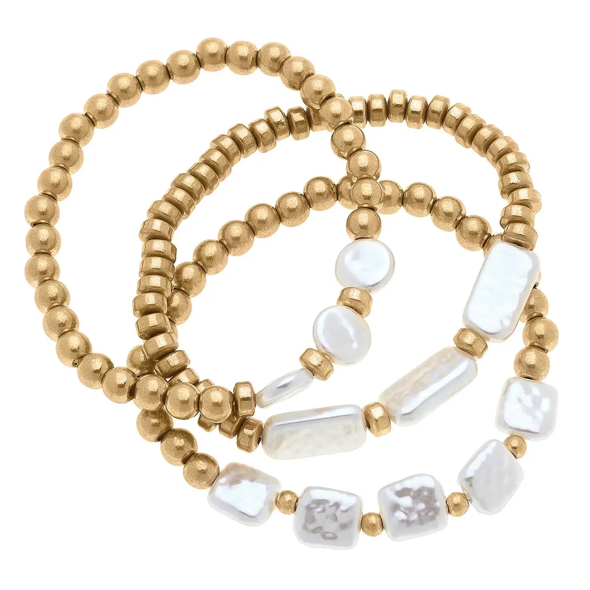 Cassidy Pearl & Ball Bead Stretch Bracelets (Set of 2)