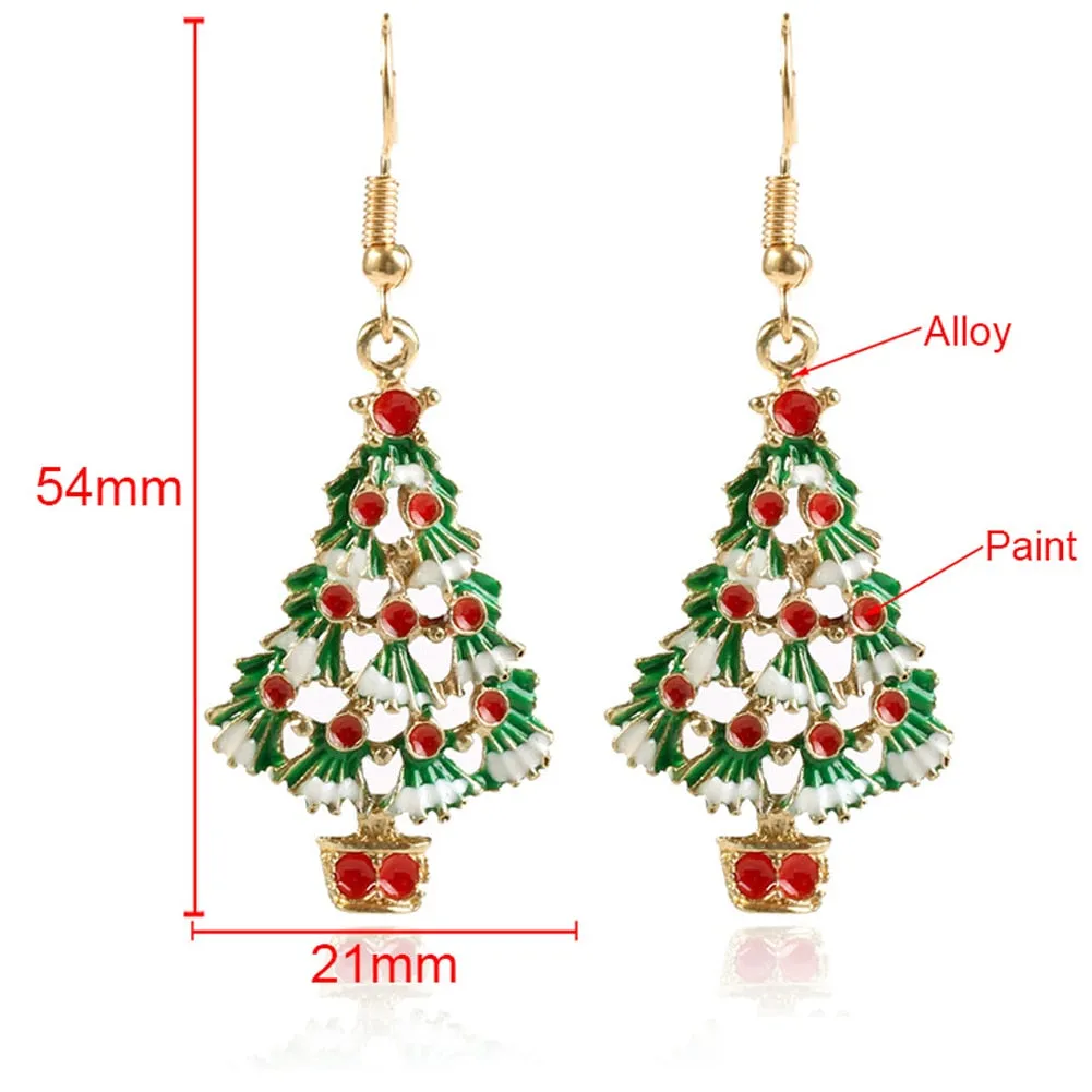 Christmas Earrings Zinc Alloy Festival Ornaments 1Pair Christmas Tree Earrings For Women Metal Stud Earring