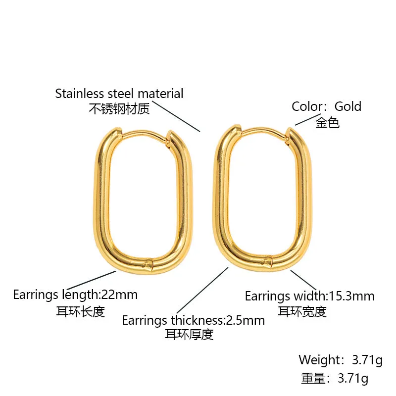 Chunky Rounded Rectanlge Gold Earring JLT12948