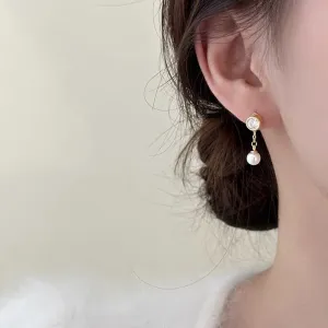 Classic White Pearl Gold Drop Earrings JLT12913