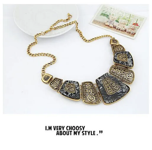 Collier Femme Fashion Statement Necklaces & Pendants Vintage Gold Geometric Choker Necklace for Women Maxi Collares Jewlery