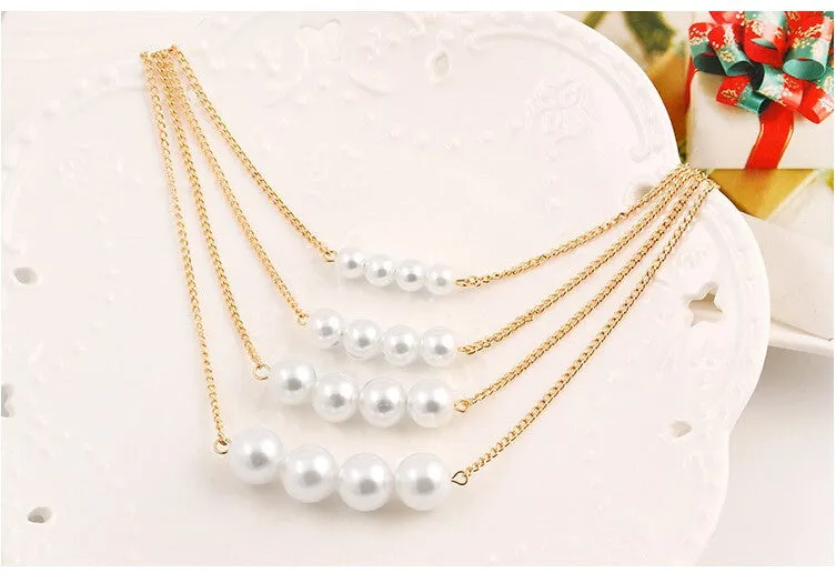 Collier Multilayer Chain Statement Necklaces & Pendants Simulated Pearl Jewelry Fashion Collar Mujer Colar for Women