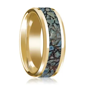 CORYTHOSAURUS |  Blue Dino Bone Inlaid 14k Yellow Gold