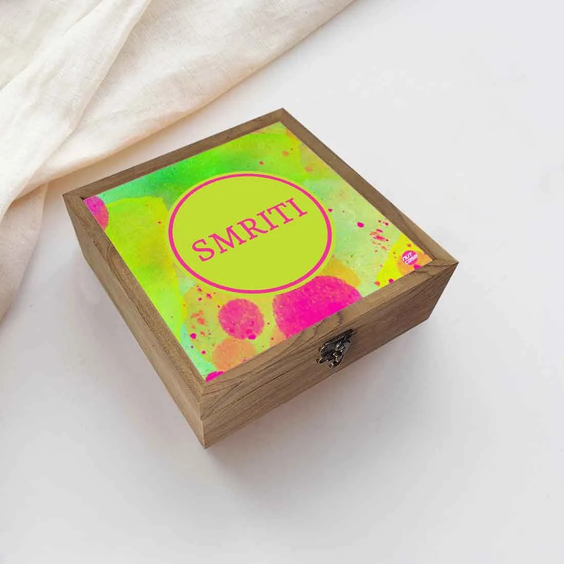 Customized Earring Box for Girls - Green Watercolor