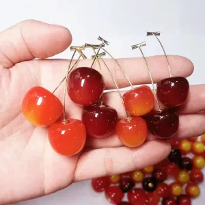 Cute Small Fresh Sweet Lovely Fruit Red Cherry Y2K Earring