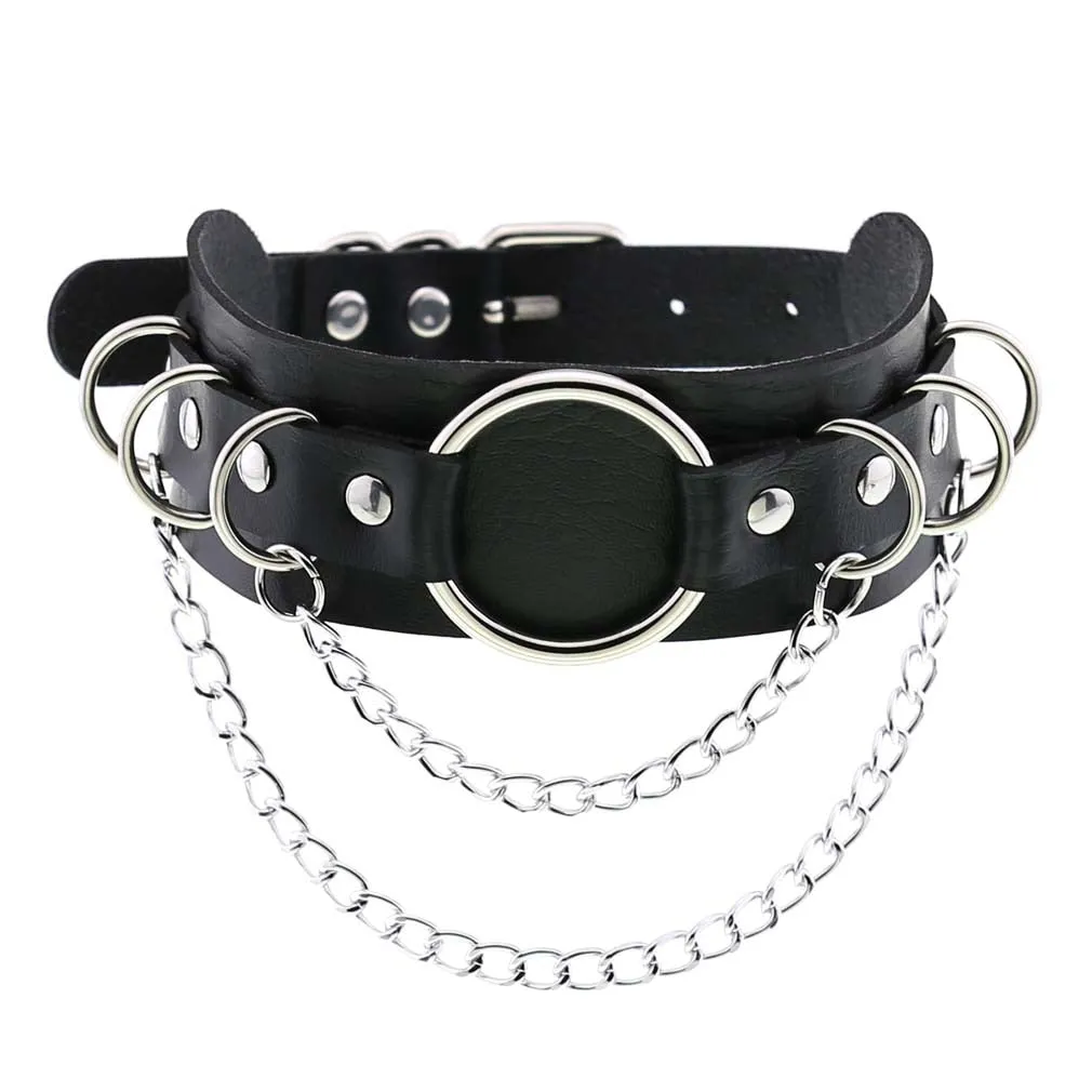 DIEZI Vintage Sexy PU Leather Chain Pendant Necklace  Gothic Black Choker