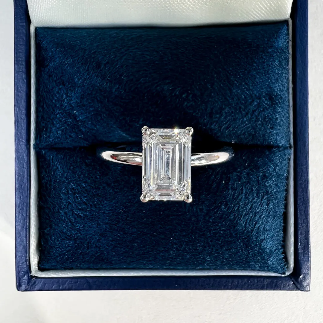 Edith | Emerald Cut Solitaire Diamond Engagement Ring